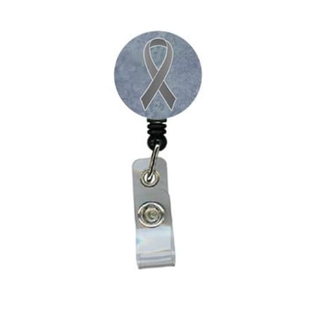 Grey Ribbon For Brain Cancer Awareness Retractable Badge Reel